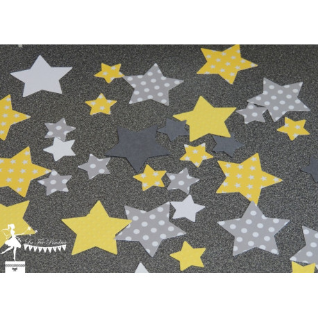 Sachet de confetti étoile jaune, gris et blanc