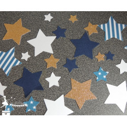 Sachet de confetti étoile bleu marine, doré et blanc
