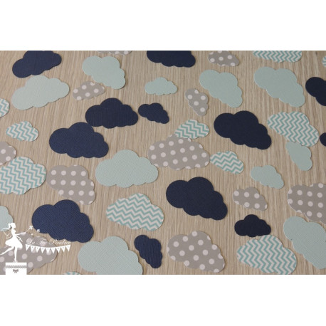 Sachet de confetti nuage bleu pastel gris et marine