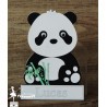 Déco murale bois Panda noir, blanc et vert pastel personnalisable