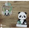 Cercle décoré 15cm Panda noir et blanc, vert pastel