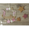 Cercle 20cm décoré prénom thème fée papillons étoiles rose pastel, ivoire et doré