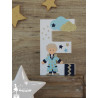 1 Lettre décorée 20 cm Le Petit Prince bleu marine et pastel, blanc et doré