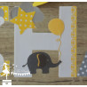 1 Lettre décorée 12cm étoile nuage et éléphant jaune et gris