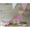 Déco à poser Dinosaure Dragon bois rose, ivoire et doré personnalisable
