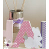 Lettre décorée 12cm thème lapin rose parme et  blanc PRIX UNITAIRE